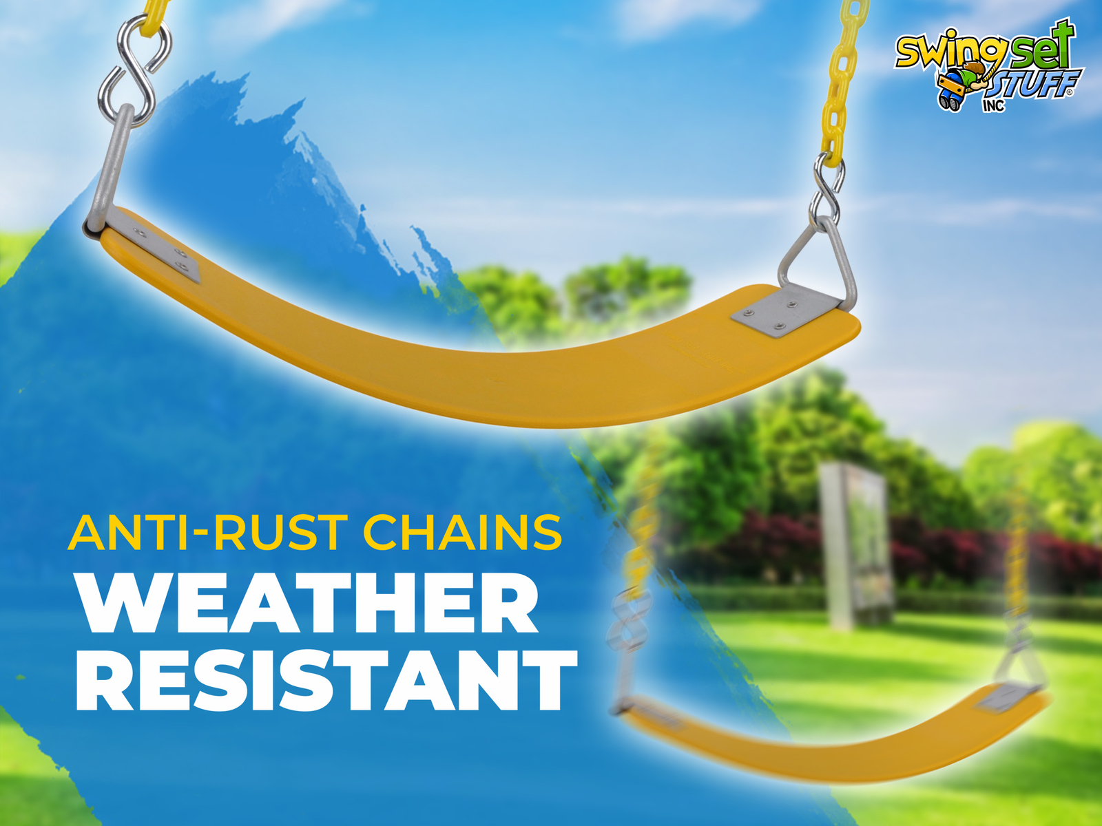 SWING SET STUFF INC COMMERCIAL RUBBER SEAT 5.5 FT COATED CHAIN (YELLOW) fun 0274