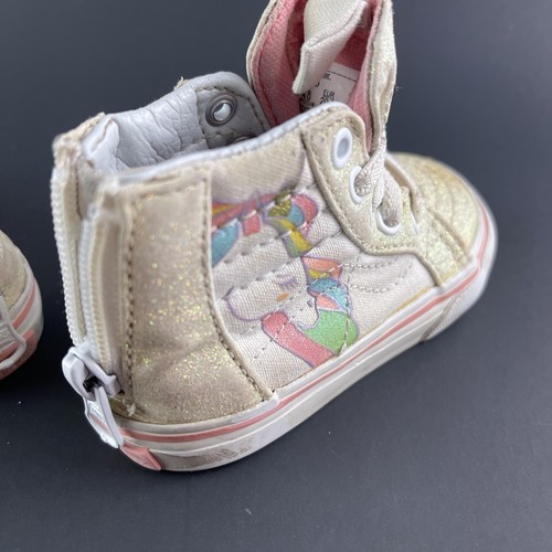 Vans Sk8-Hi Zip Unicorn Toddler US 4.5 EU 20 GLITTER WHITE PINK - Picture 10 of 20