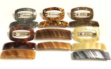 Barrette Women's Fashion Accessory Long Metal Marbled Hair Clip Made in France