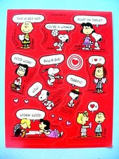 VINTAGE 1991 HALLMARK PEANUTS VALENTINES DAY STICKERS 1 STICKER SHEET