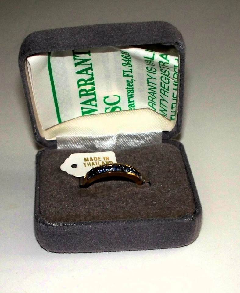 NUEVO DE COLECCIÓN Anillo Alianza de Boda para Mujer 14KYG Ceilán Zafiro Azul Claro Talla 8 – G3 Foto 2 de 4