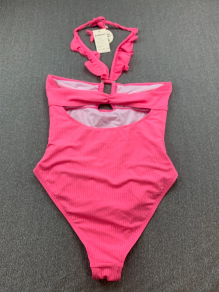 EastElegant Maternity Swimwear Swimsuit Women sz L Pink Ribbed Knit Halter Cute - Image 2 of 4