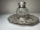 1844 Charles Boyton I Sterling Silver Inkstand Cut Crystal Inkwell London 224g — photo 7