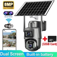 Solar Battery Powered Wireless WiFi Outdoor Pan/Tilt Home Security Camera System