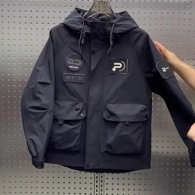 Men's Loose Fit Hooded Jaet Autumn Outdoor Climbing Faion Urban Sle Polyester Fa