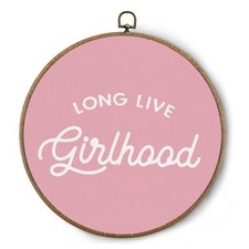 Pink Girl Room Round Wall Art Decor, Long Live Girlhood Canvas Pink-Girlhood