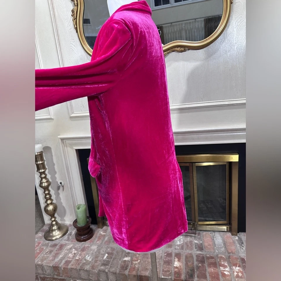 Бесконечный розовый бархат блейзер куртка женщин M мягкий эластичной шаль воротник - Изображение 4 из 4