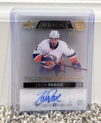 2021-22 Upper Deck Credentials Ticket Access Zach Parise #TA-ZP Acetate /99 Auto