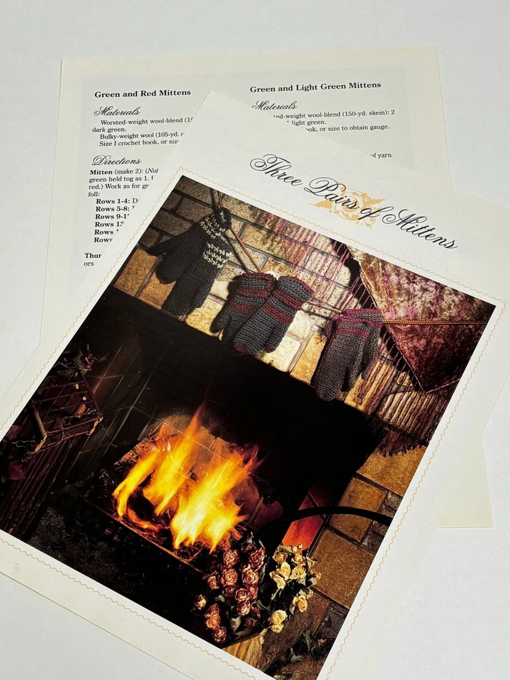 Three Pairs of Mittens Crochet Pattern Book Pages - Image 3 of 3