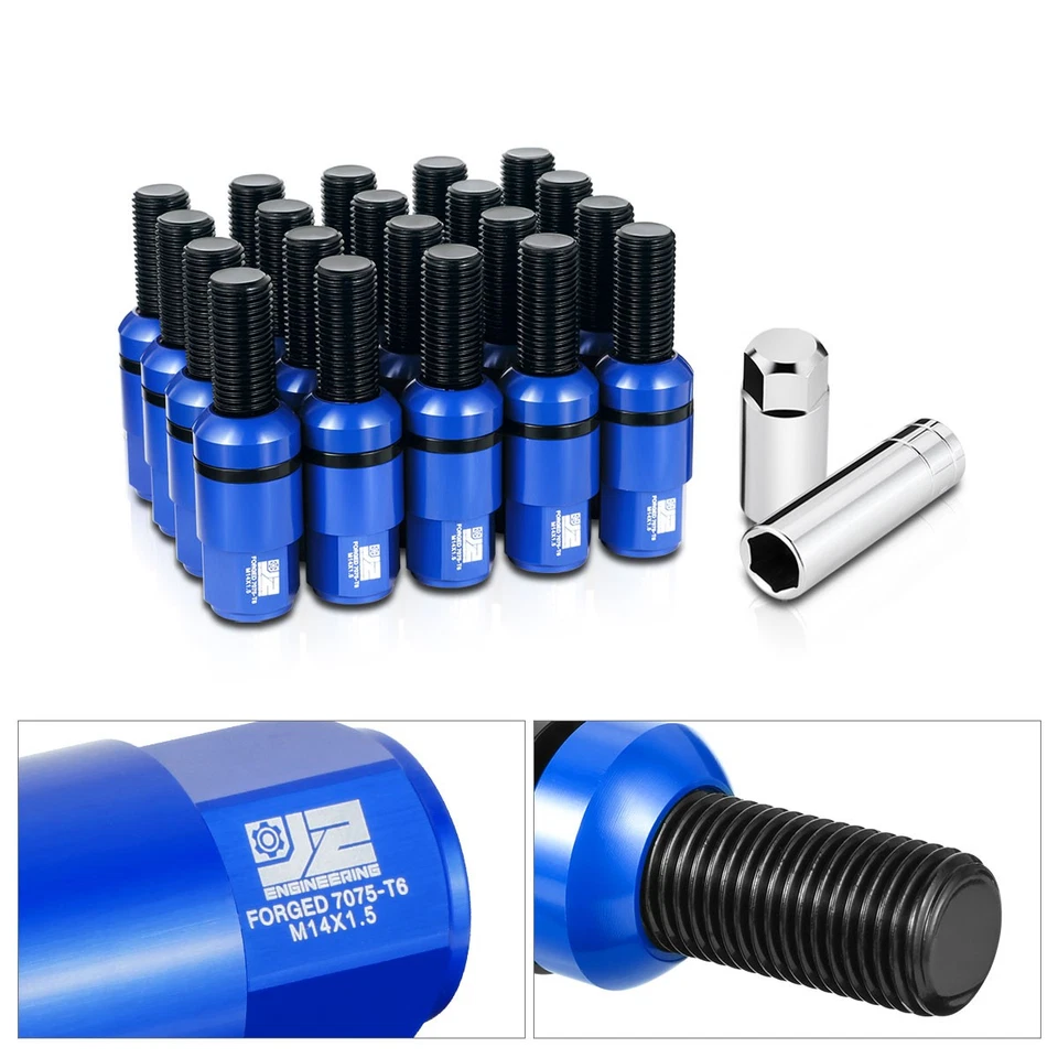 J2 Blue 20 PCS M14 x 1.5 Removable Cap Closed End Lug Bolts for Mercedes-Benz - Image 2 of 4