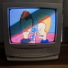 Panasonic 13” tv Omnivision Vcr Combo White Crt  PVQ 130WA - No Remote- Tested