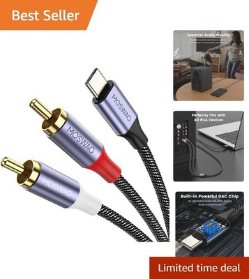 Versatile 6.6FT USB C to RCA Audio Y Splitter with DAC for Crisp Sound Quality