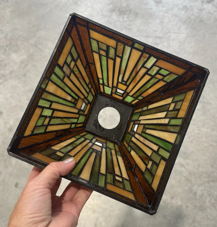 Lámpara colgante estilo vitral Tiffany lámpara de techo colgante misión Foto 3 de 4
