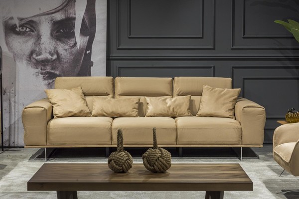 Creme Couch Dreisitzer Polster MöBel Wohnzimmer Couchen Sitzpolster-image
