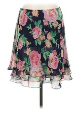 Vintage Lauren Ralph Lauren 100 SILK Mini Ruffle Layered Short Skirt 8 PETITE