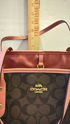 Coach Signature Drawstring Carryall Shoulder Bag F57842 Brown Pink Lemonade Coach | Bags | Coach Signature Drawstring Carryall Shoulder  main image 4