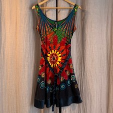 Desigual Womens Tropical Palm Floral Mini Dress Multi Color Sleeveless 31V2887 M