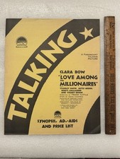 1930 Original Clara Bow Love Among The Millionaires Price List Pressbook Ad-aids