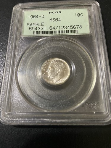 1964 D PCGS MS64 SAMPLE - Silver Roosevelt Dime 10c US Coin #53079A - Picture 1 of 2