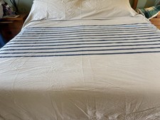 PB Pottery Barn Teen Stripe Duvet Full Queen Blue Stripes on Gray 100 Cotton