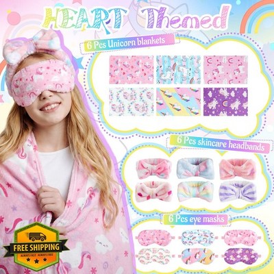 Fanfanwin 18pc Unicorn Sleepover Party Supplies Spa Headband Eye Mask