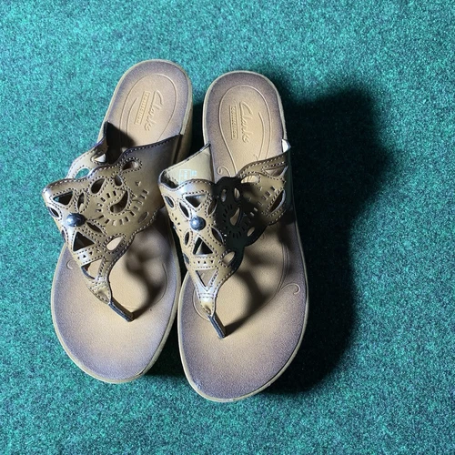 Sandali Clarks Mimmey Anne marroni in pelle con zeppa da donna misura 7 5 scarpe sughero