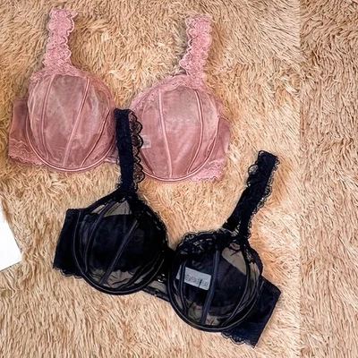 Large Cup Lace Bra See Through Women Bras Underwire Brassiere Miss Sexy Lingerie - Image 1 of 4