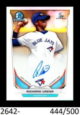 1-2014 BOWMAN CHROME REFRACTOR AUTO RICHARD URENA BLUEJAYS 444/500