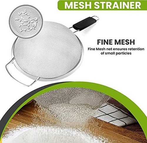 Kafoor 9" Large Fine Mesh Strainer with Thermo Assorted Material Types - Picture 7 of 21