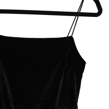 Urban Outfitters Black Velour Spaghetti Strap Skater Dress - Size M