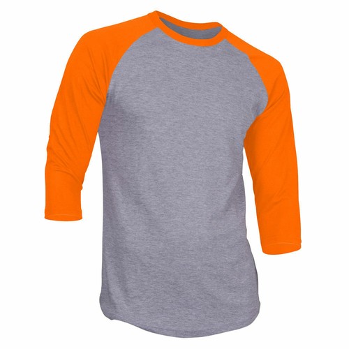 Mens 3/4 Sleeve Baseball Shirts Raglan Cotton Plain Jersey Team Sports T-Shirt - Picture 26 of 28
