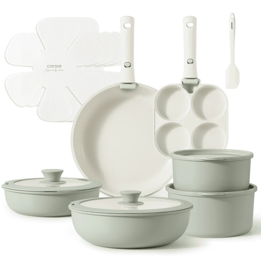 Carote Nonstick Cookware Sets, 17 Pcs Non Stick Pots and Pans Set