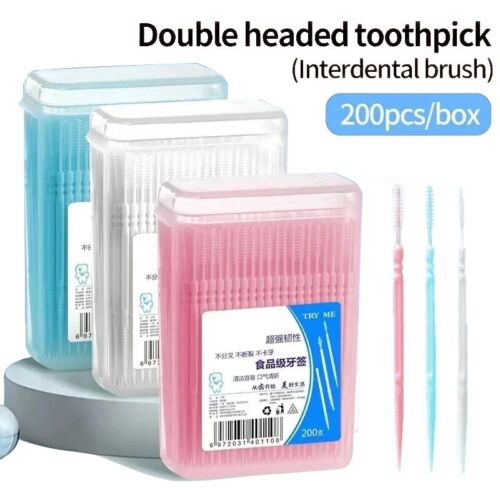 Toothpick Brush 200PCS Boxed Disposable Plastic Interdental Teeth Floss