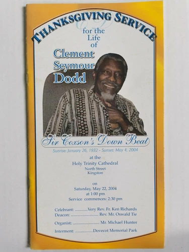 SIR COXON DODD FUNERAL PROGRAM SIGNED BY SHAGGY AT THE FUNERAL
