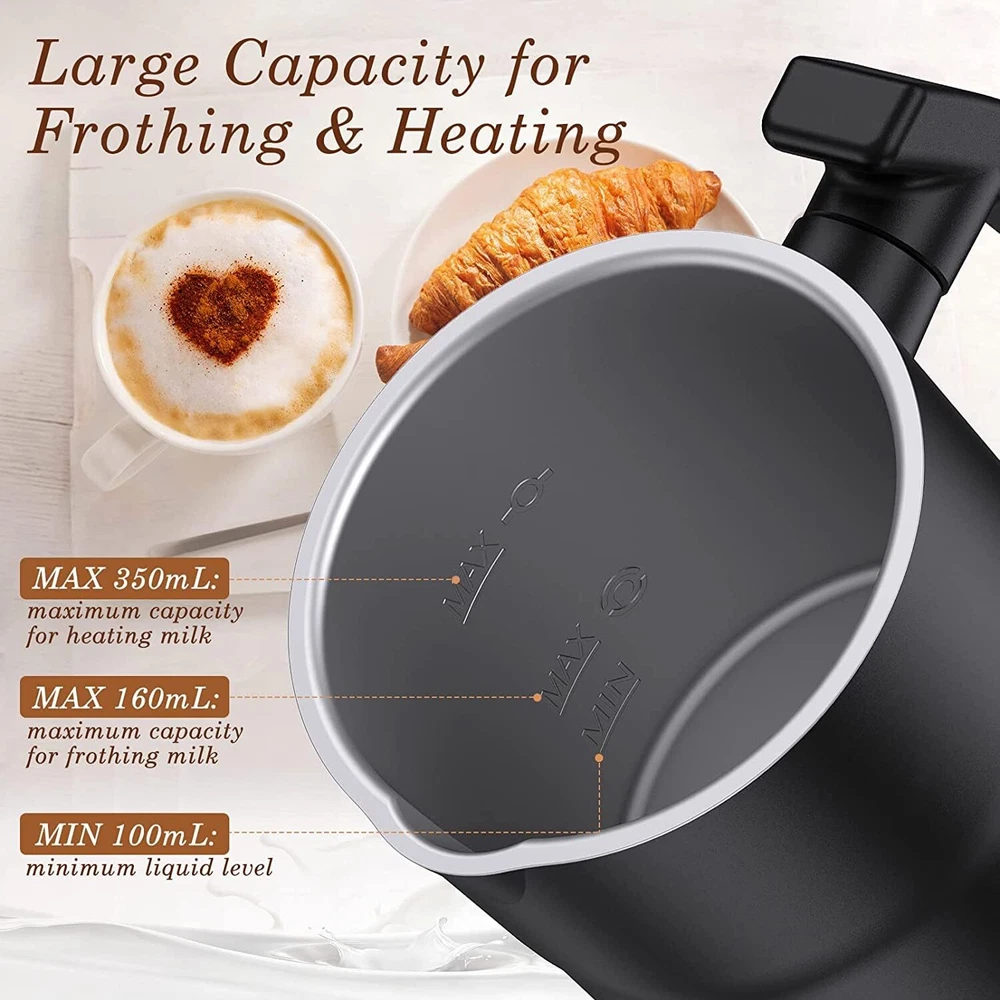 Milk Frother Electric Coffee Frother Warm and Cold Milk Foamer 4 IN 1 Automat...