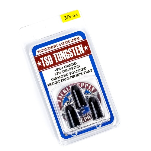 TACKLE SUPPLY DEPOT TSD Tungsten Bullet Worm Weight 3/8oz 3ct - BLACK - Picture 1 of 3