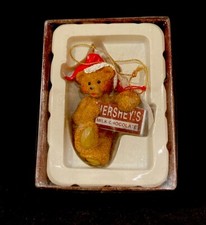 Kurt S Adler 1999 Hershey  s Ornament Teddy Bear With Chocolate Bar 3.25x2.5  