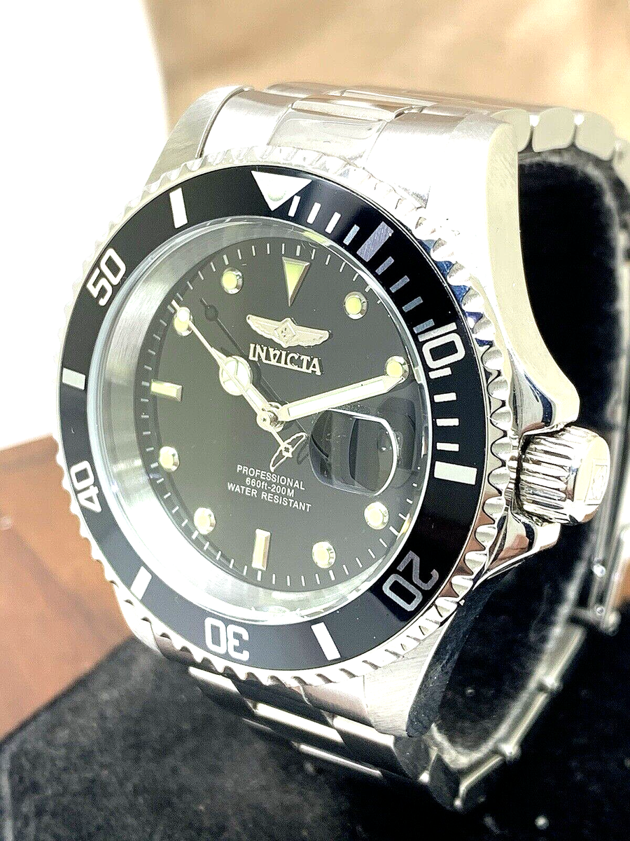 Invicta Mens Watch 26970 Pro Diver Quartz Black Dial Silver