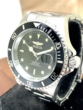 Invicta Mens Watch 26970 Pro Diver Quartz Black Dial Silver Stainless Steel 40mm