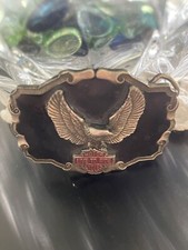 Biker Belt Buckle Live To Ride American Eagle Black And Silver Vintage