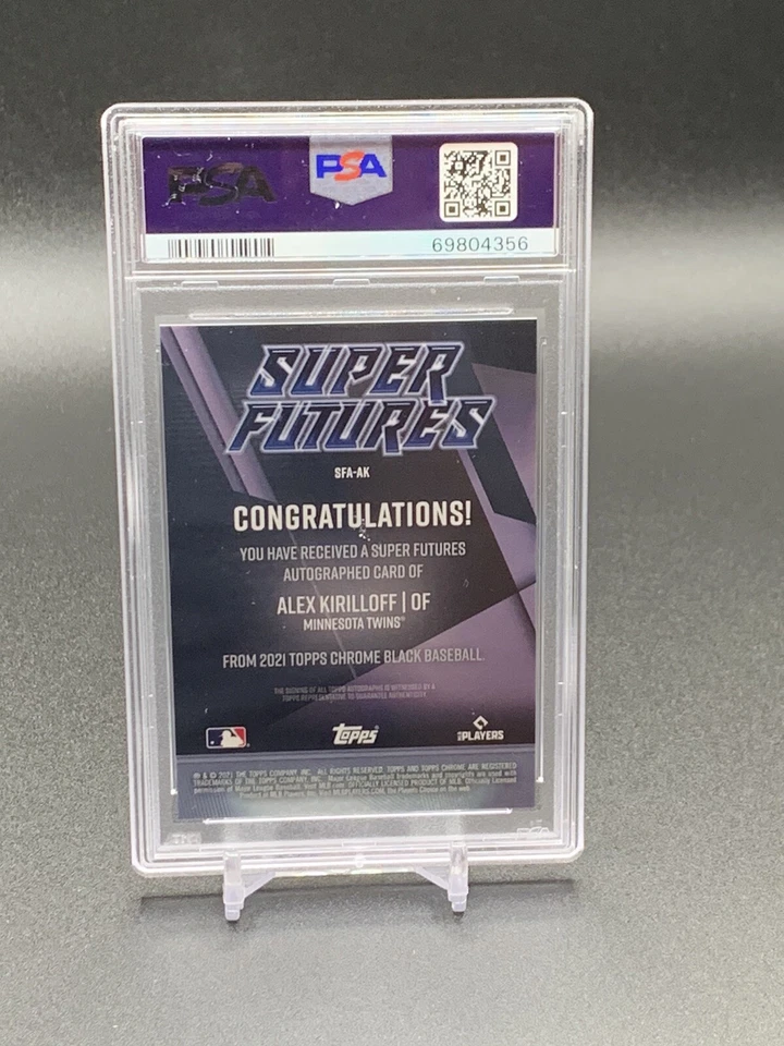 2021 Topps Chrome Black Alex Kirilloff RC SFA-AK Gold Refractor Auto /50 PSA 9  - Image 2 of 2