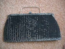 METALIC SILVER AND BLACK EVENING BAG