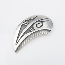 Hopi Pueblo Lawrence Saufkie Sterling Silver Pin Brooch 2" Native American OS677