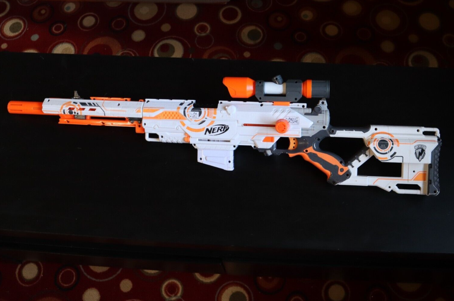 Nerf Modulus White Longstrike Sniper Blaster Cs-6 w/ Front Barrel RARE