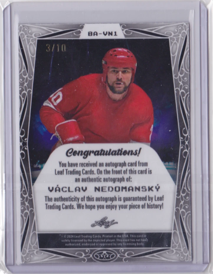 2024 LEAF METAL LEGENDS DIAGONAL SHIMMER SILVER 3/10 VACLAV NEDOMANSKY #BA-VN1 - Image 2 of 2