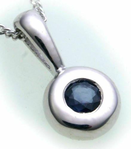 Pendant Sapphire Real White Gold 750 18 Carat Ladies Gold Quality Sapphire - Picture 2 of 2