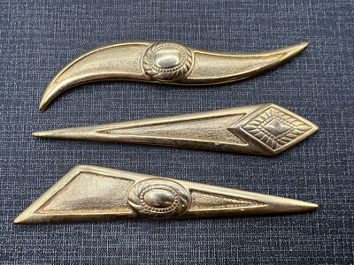 3 Vintage Art Deco Stil Brosche Schmuck Fundstücke Komponenten vergoldet 4''