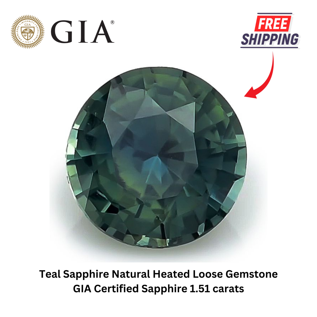 Teal Sapphire Natural Heated Loose Gemstone GIA Certified Sapphire
