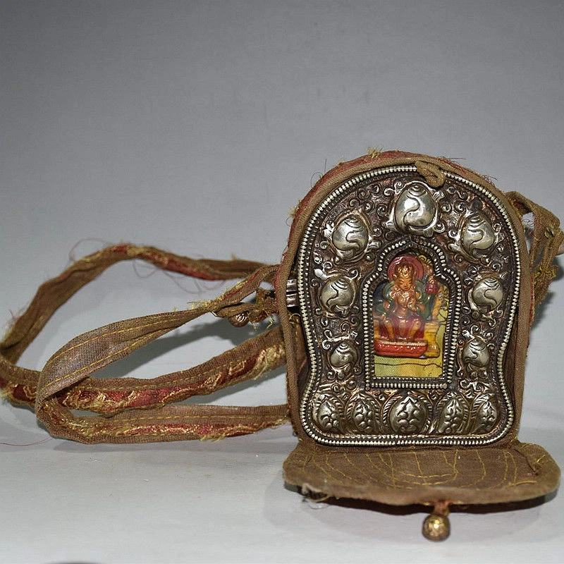 Budismo Nepal Hecho a Mano Decoración Tibetana Latón Ga Wu Caja Colgante Foto 3 de 4