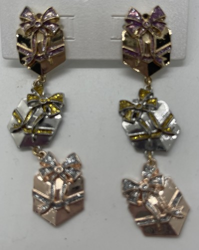 Sugarfix Baublebar - Holiday Dangle Earrings - 3 inch Gifts Presents with Bows - Picture 2 of 2